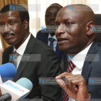 Energy Cabinet Secretary Charles Keter (right) and Kenya Power MD and CEO Ben Chumo