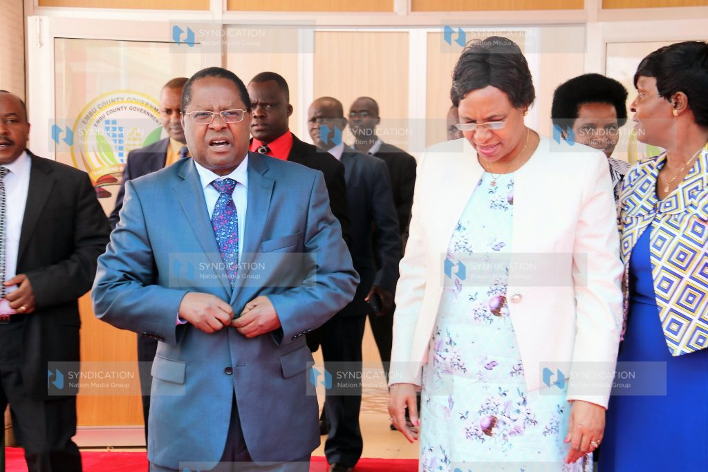 Public Service, Youth and Gender CS Prof. Margaret Kobia chats with Embu Governor Martin Wambora