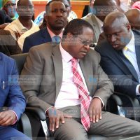 Embu Governor Martin Wambora (centre) chats with Embu County Assembly Speaker Kariuki Mate