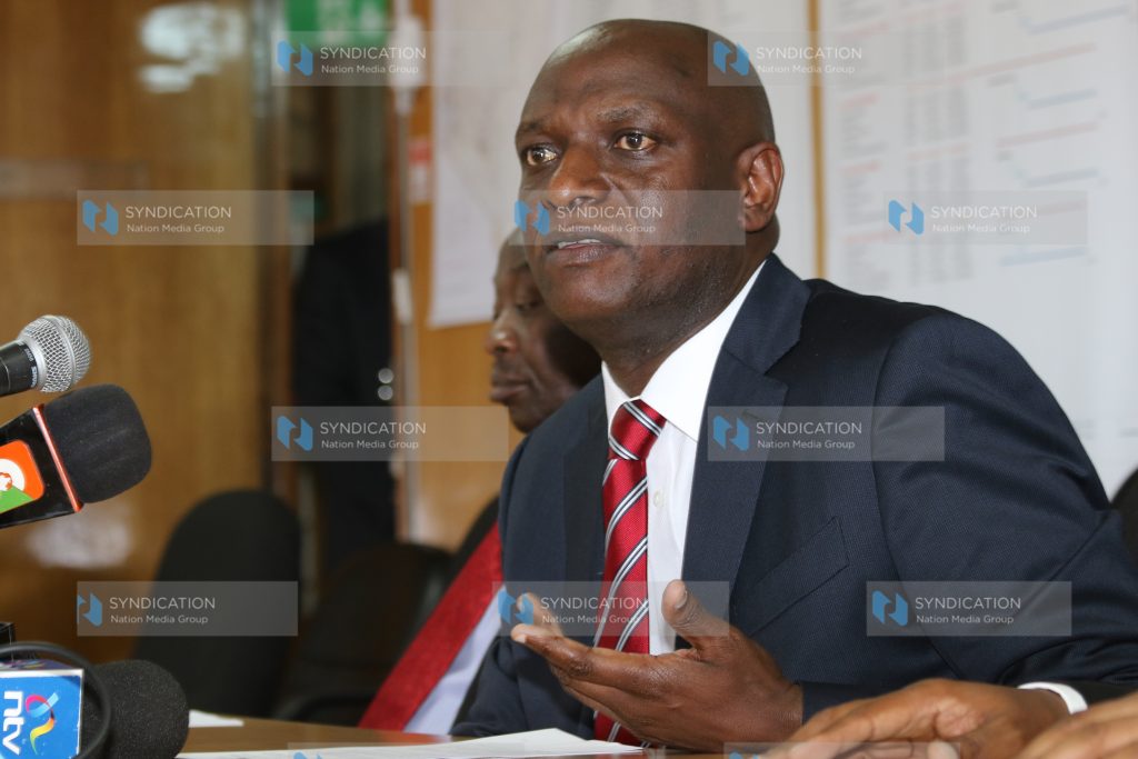 Minister for Energy and Petroleum Charles Keter addressing a news conference