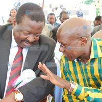 UDF presidential candidate Musalia Mudavadi, who is also Deputy Prime Minister, with Ikolomani MP Boni Khalwale