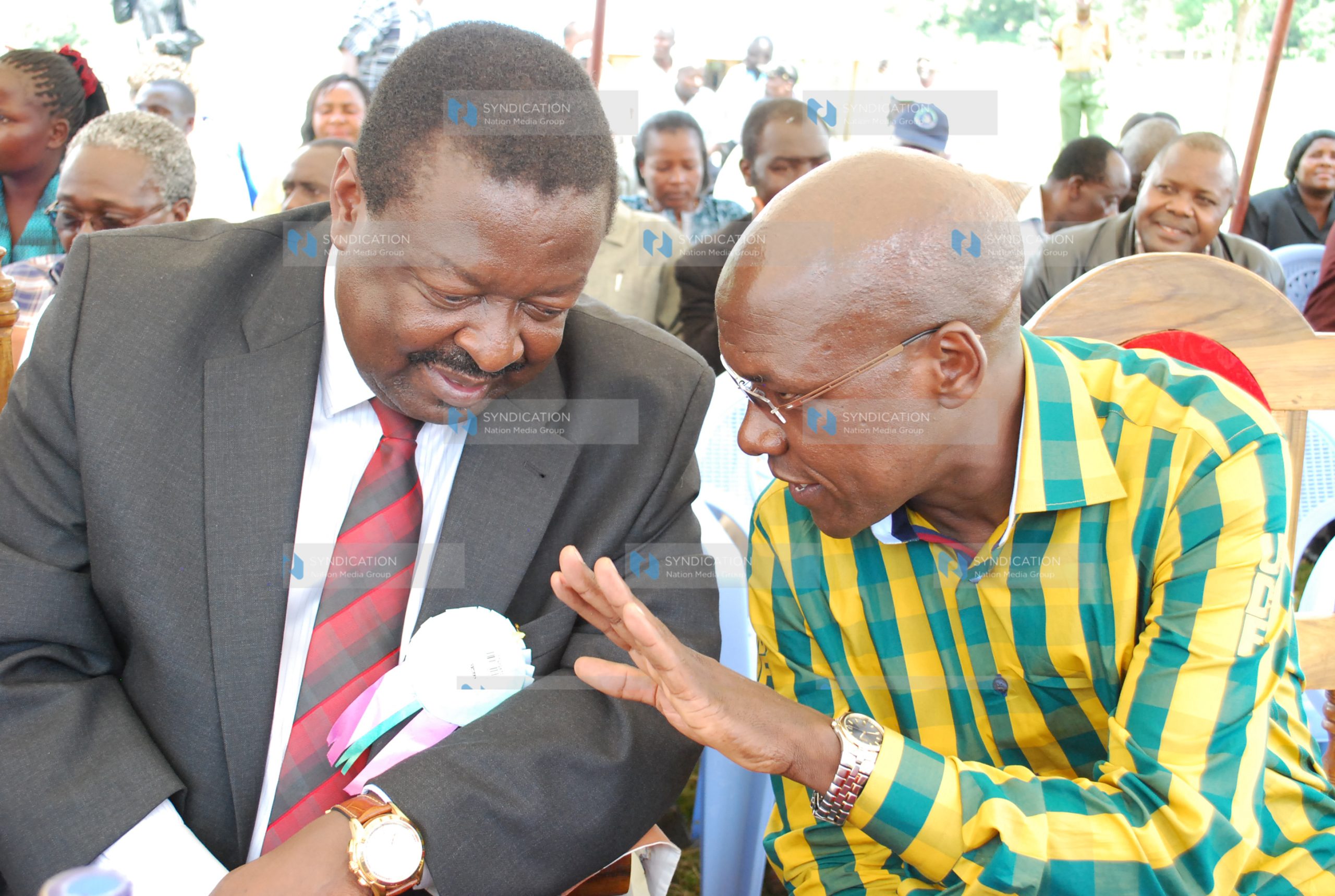 UDF presidential candidate Musalia Mudavadi, who is also Deputy Prime Minister, with Ikolomani MP Boni Khalwale