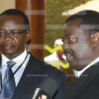Deputy Prime Minister Musalia Mudavadi and his Fisheries and development counterpart Paul Otuoma