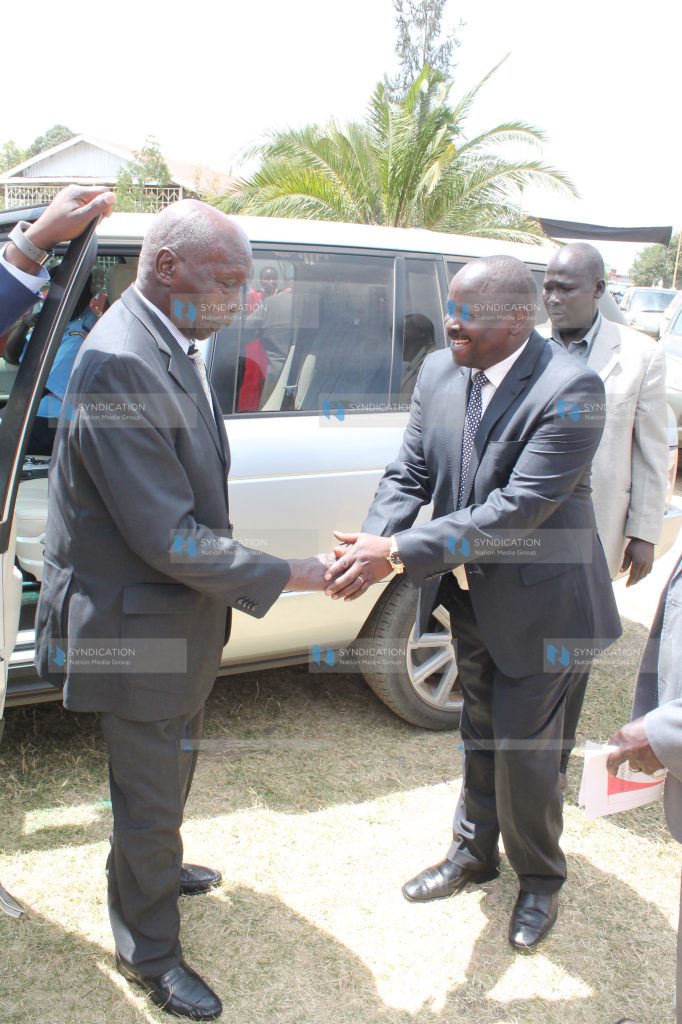 Bomet Governor Isaac Ruto receives former President Daniel Moi