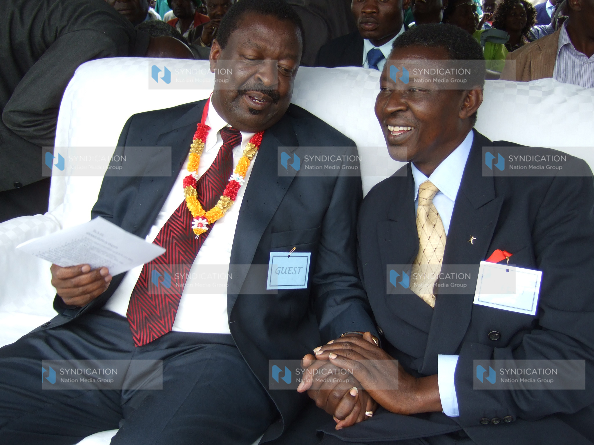 Deputy Prime Minister Musalia Mudavadi is received by the Vice Chancellor of Mt. Kenya University Professor George Eshiwani