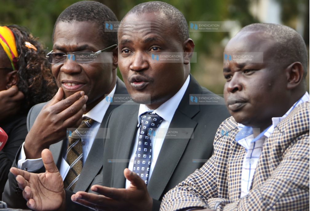 ODM National Chairman John Mbadi together with the party Director of Political Affairs Opiyo Wandayi
