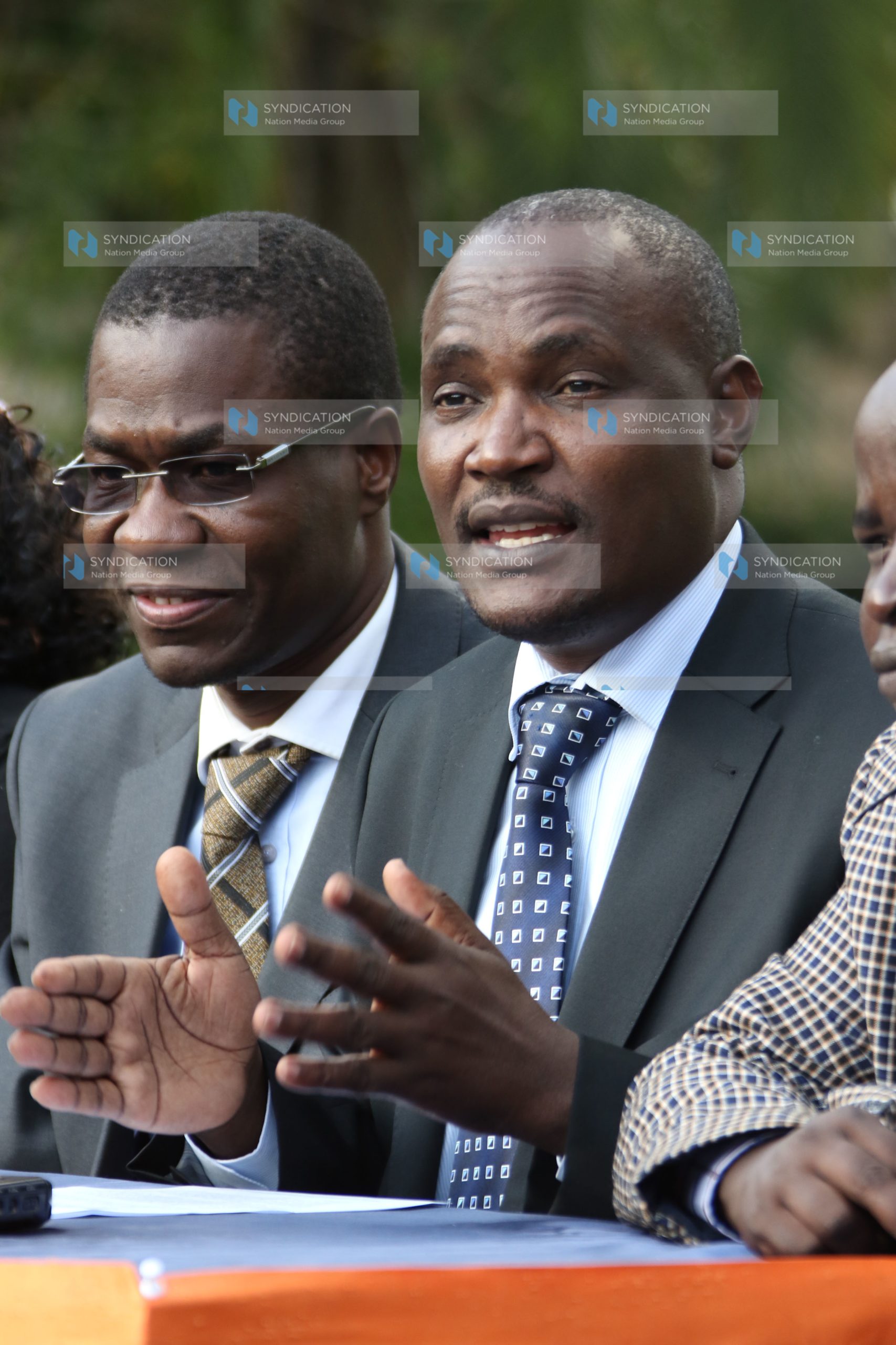 ODM National Chairman John Mbadi together with the party Director of Political Affairs Opiyo Wandayi