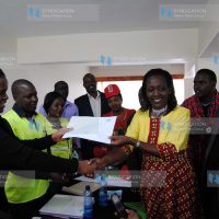Narok County Woman Representative Roselinda Soipan Tuya receives her IEBC certificate
