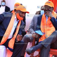 ODM party leader Raila Odinga with the party's Chairman John Mbadi