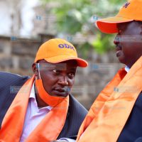 ODM party leader Raila Odinga with the party's Chairman John Mbadi