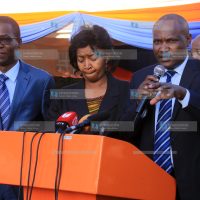 ODM leaders from left: Opiyo Wandayi, Agnes Zani and John Mbadi