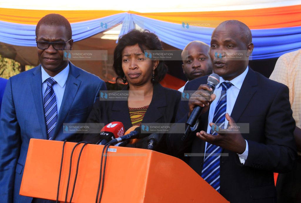 ODM leaders from left: Opiyo Wandayi, Agnes Zani and John Mbadi