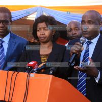 ODM leaders from left: Opiyo Wandayi, Agnes Zani and John Mbadi