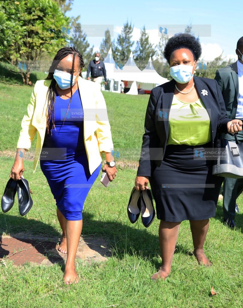 Purity Wangui Ngirici and nominated senator Millicent Omanga