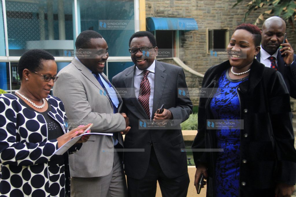 James Orengo congratulates newly elected Deputy Minority Leader Kakamega Senator Cleophas Malala