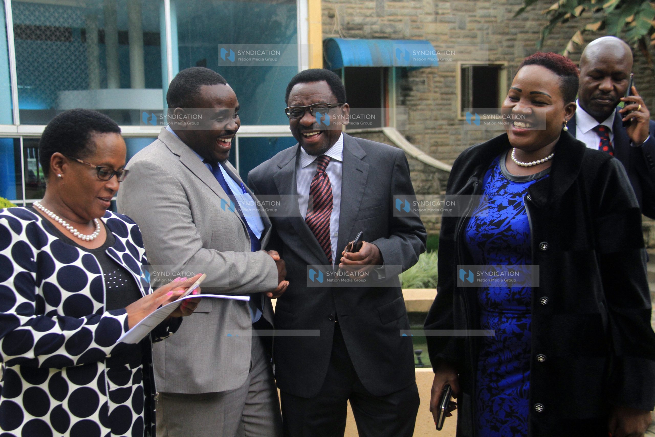 James Orengo congratulates newly elected Deputy Minority Leader Kakamega Senator Cleophas Malala