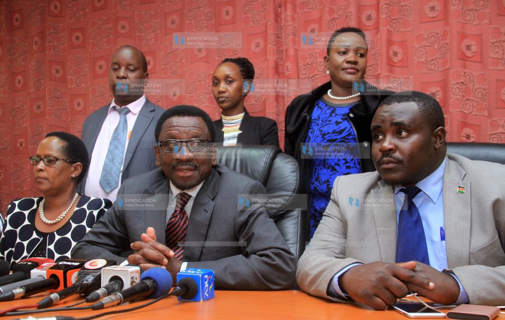 James Orengo addressing the press at Parliament Buildings