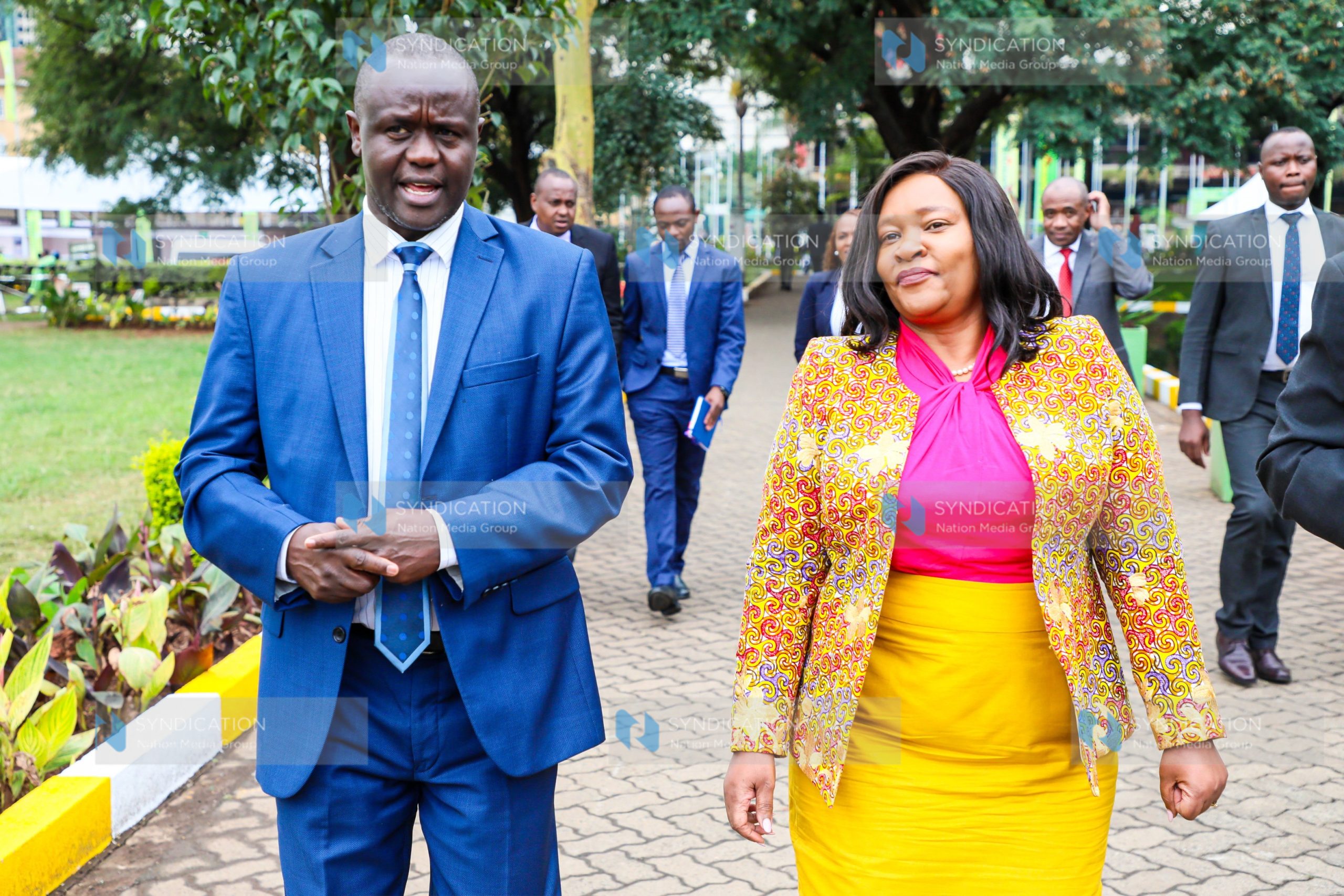 NMG Commercial General Manager James Sogoti with Tourism and Wildlife CS Rebecca Miano