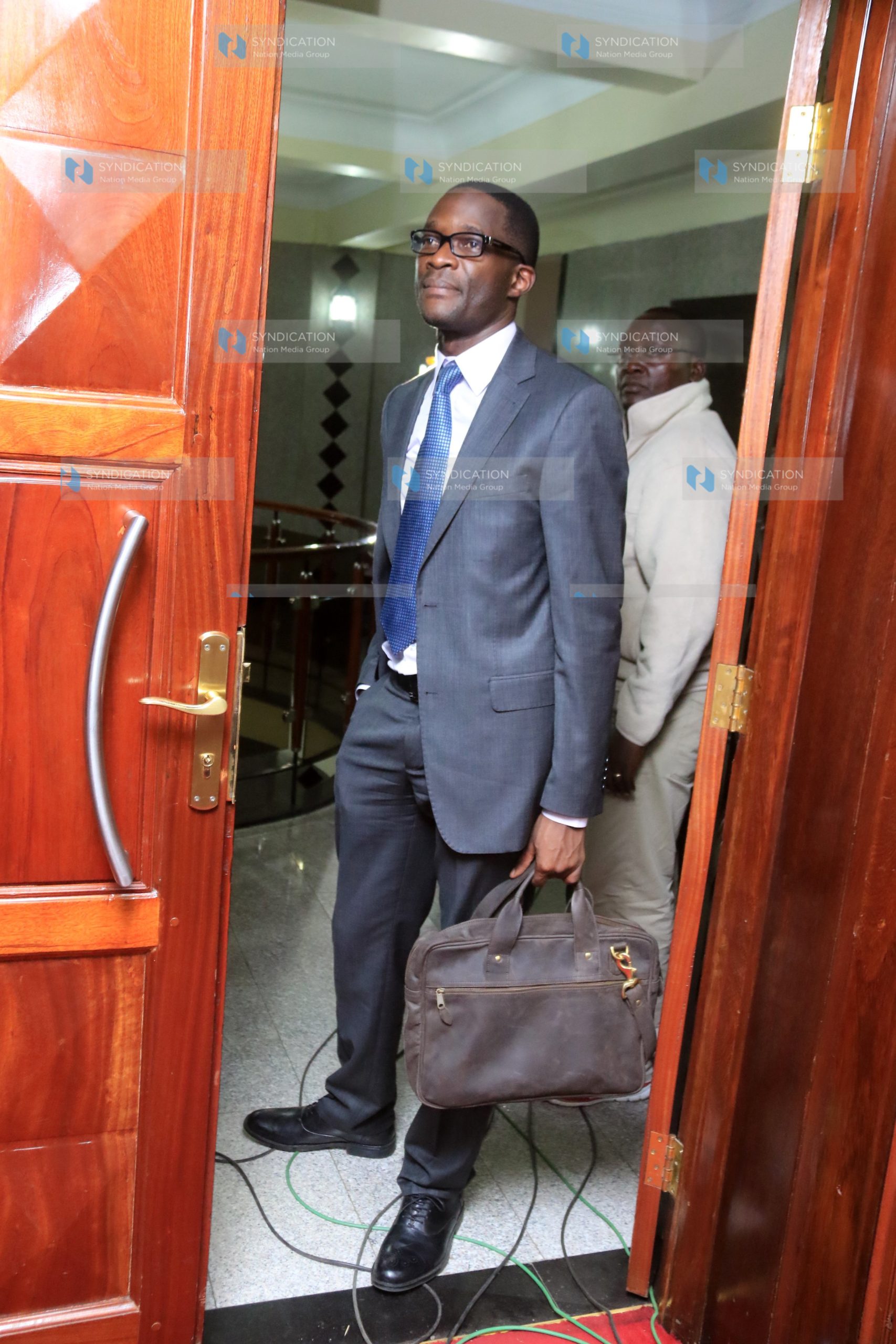 IEBC CEO Ezra Chiloba, arrives at County Hall where IEBC appeared before Select committees