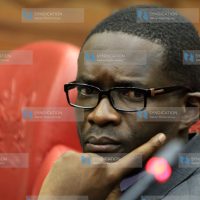 IEBC CEO Ezra Chiloba at County Hall where IEBC appeared before Select committees