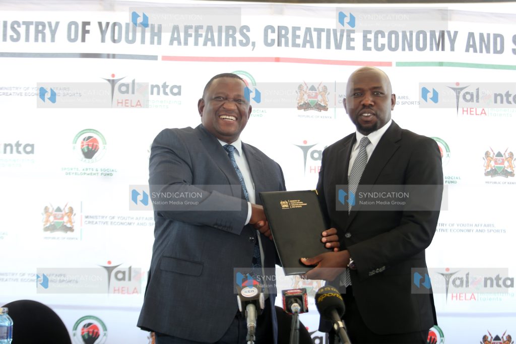 CS Youth Affairs, Creative Economy and Sports Salim Mvurya with CS Interior and National administration Kipchumba Murkomen