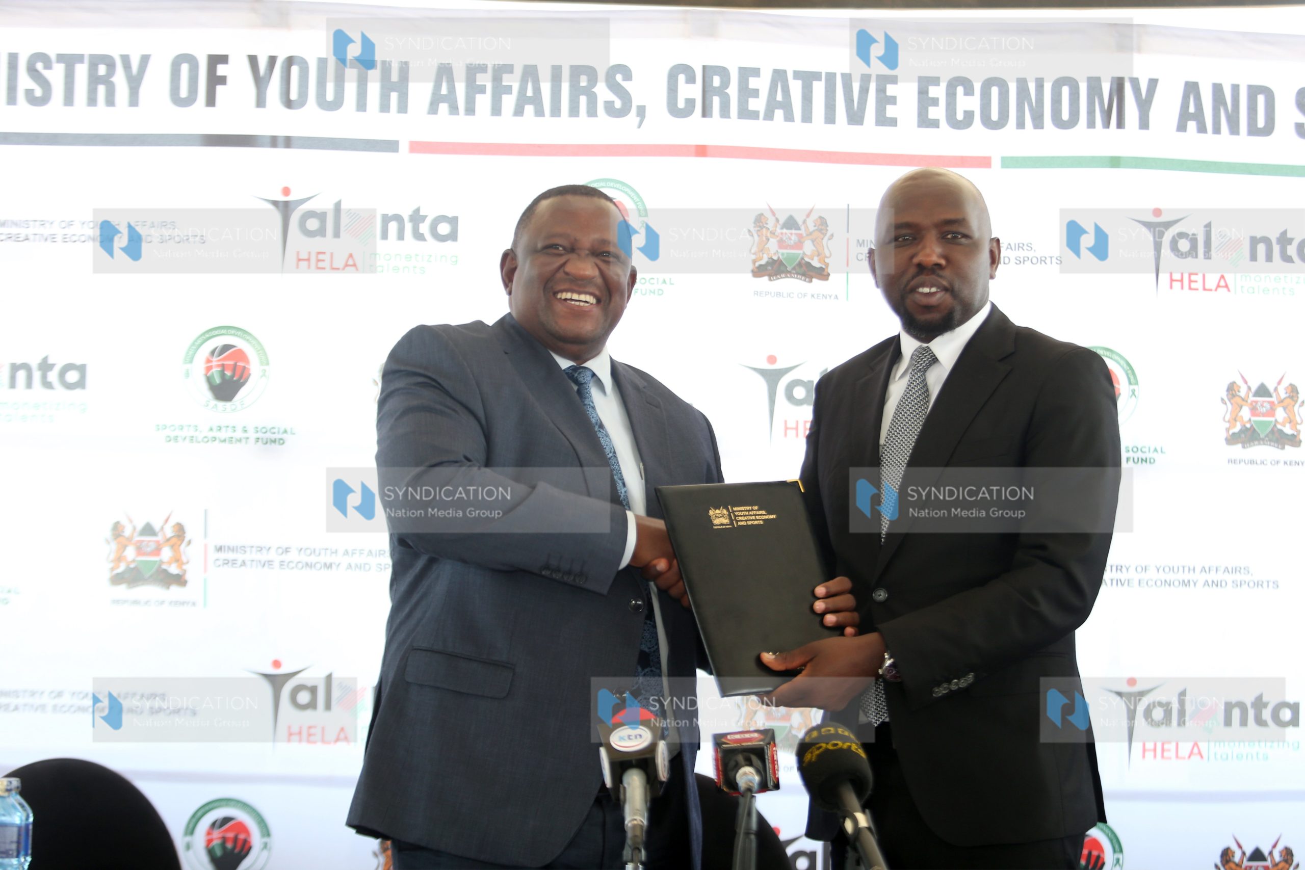 CS Youth Affairs, Creative Economy and Sports Salim Mvurya with CS Interior and National administration Kipchumba Murkomen