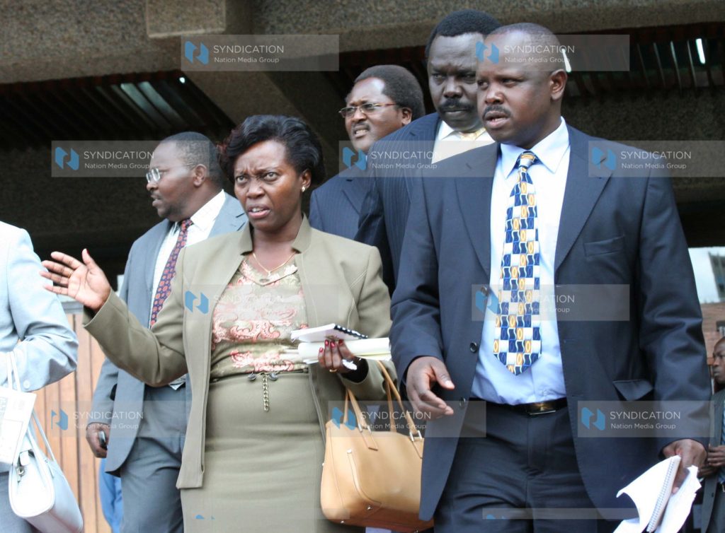 Minister for Justice and Constitutional Affairs Martha Karua with Isaac Ruto and Musa Sirma
