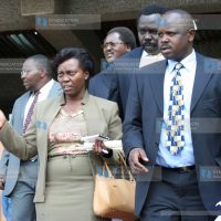 Minister for Justice and Constitutional Affairs Martha Karua with Isaac Ruto and Musa Sirma