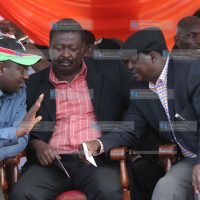 Prime Minister Raila Odinga, with Musalia Mudavadi and William Ruto