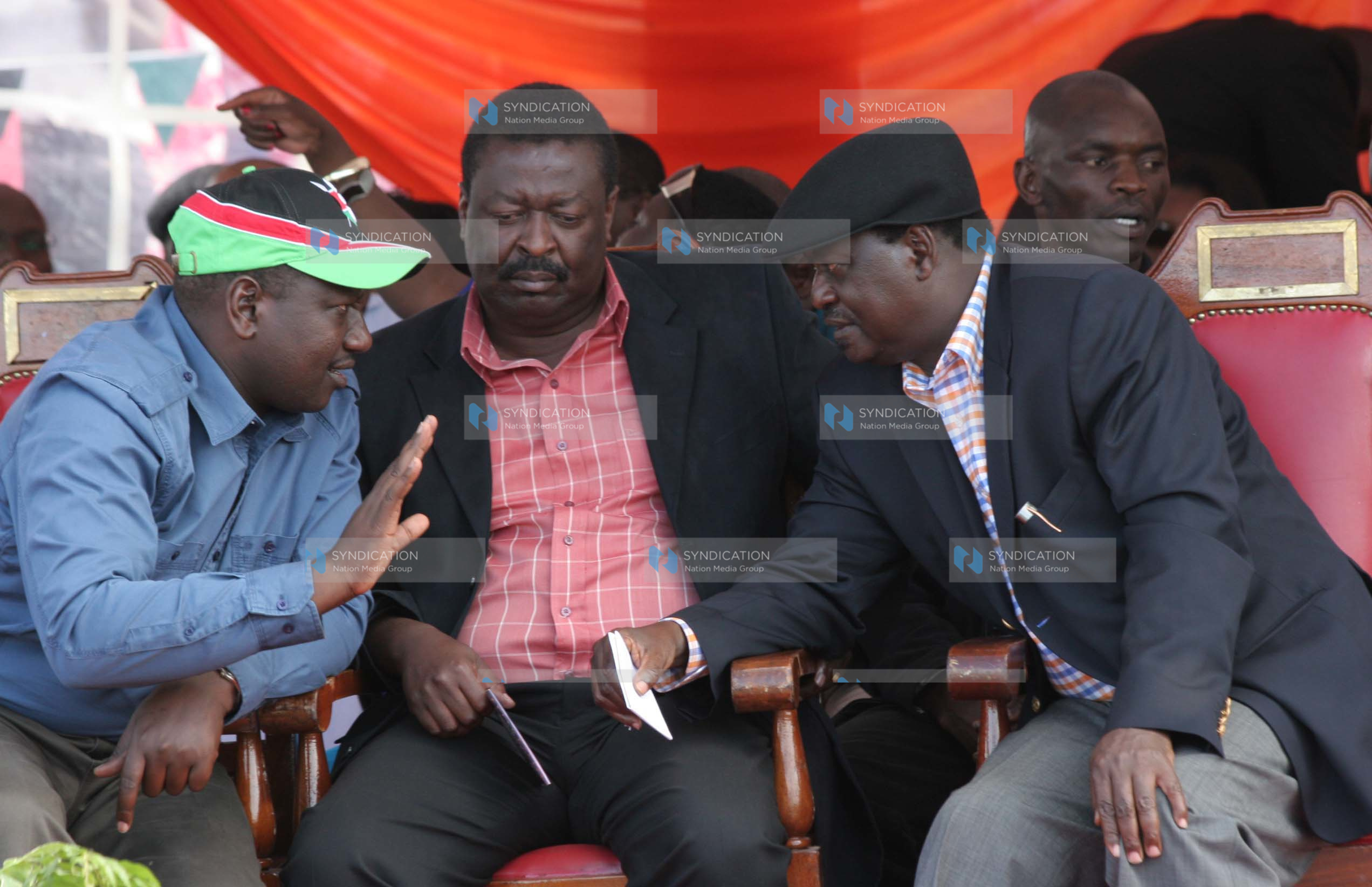 Prime Minister Raila Odinga, with Musalia Mudavadi and William Ruto
