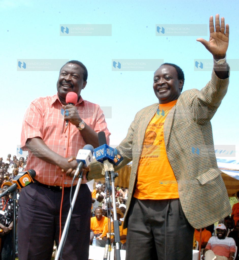 Deputy Prime Minister Musalia Mudavadi presents ODM parliamentary candidate for Emuhaya by-election Wilbur Ottichillo