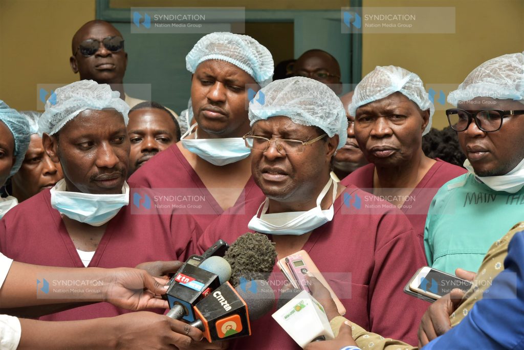 Governor Martin Wambora, together with his deputy David Kariuki and Health CEC Jamleck Muturi