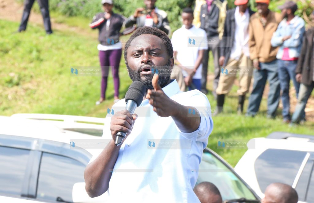 Nyandarua Senator John Methu addresses a crowd