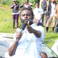Nyandarua Senator John Methu addresses a crowd