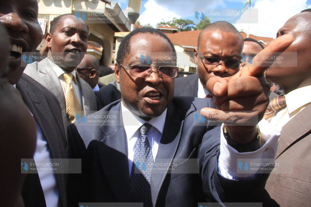 Embu Governor Martin Wambora stands outside Kerugoya Court