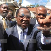 Embu Governor Martin Wambora stands outside Kerugoya Court
