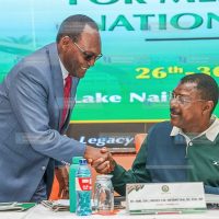 PS Treasury Dr Chris Kiptoo acknowledges greetings from National Assembly Speaker Moses Wetangula