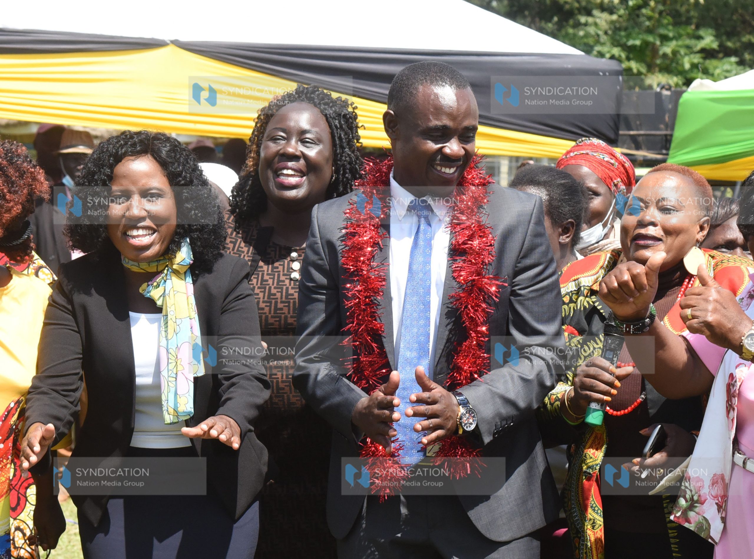 ANC gubernatorial candidate and Kakamega Senator Cleophas Malala and his deputy Dr Beatrice Inyangala