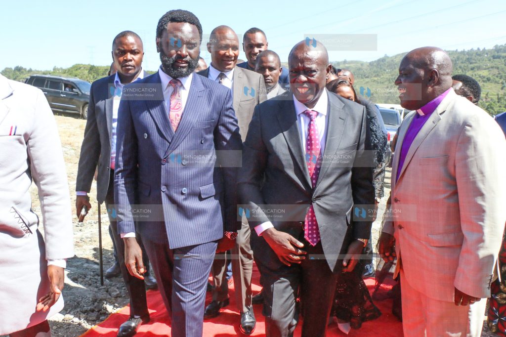DCP Party Leader Rigathi Gachagua accompanied by Nyandarua Senator John Methu