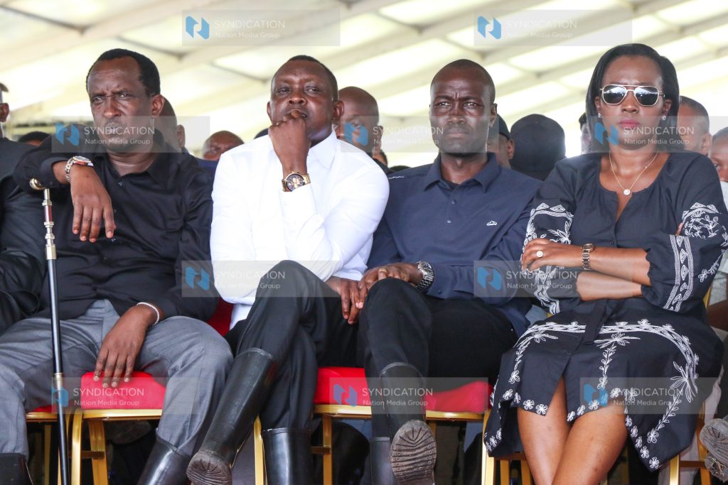 Narok Governor Patrick Ole Ntutu, Kapseret MP Oscar Sudi, and Defence CS Soipan Tuya