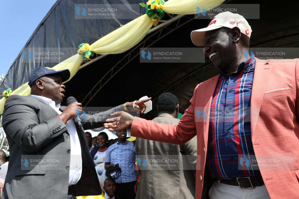 Deputy President William Ruto and Chama Cha Mashinani (CCM) party leader Isaac Ruto