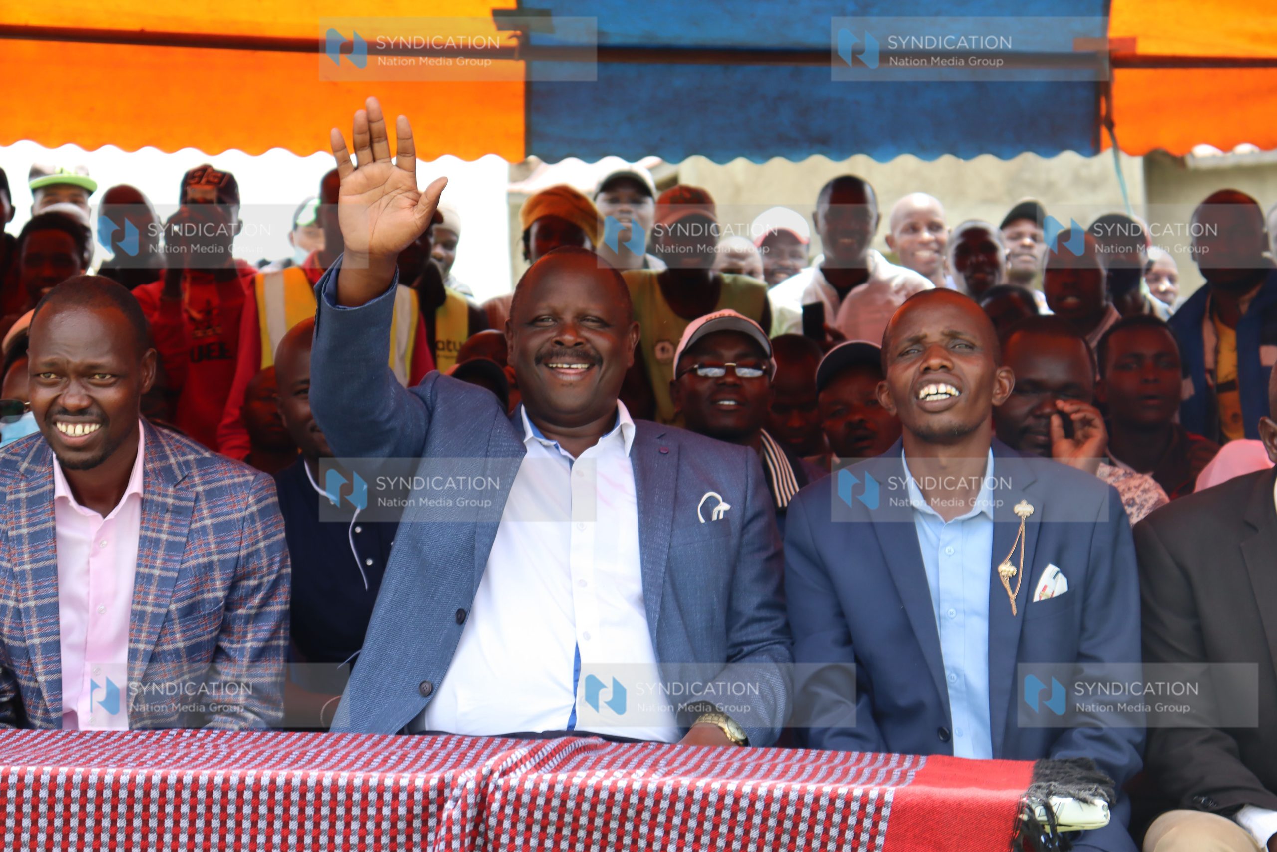 Chama Cha Mashinani party leader Isaac Ruto, Chepalungu MP Gideon Koskei, and former Longisa Ward MCA Stephen Changmorik