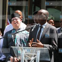 Nakuru County Deputy Governor David Kones, accompanied by Government Spokesperson Isaac Mwaura and other leaders
