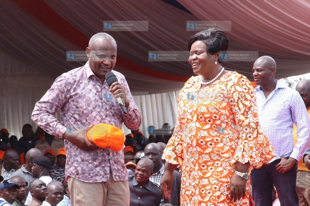 Former ODM National chairperson John Mbadi officially hands over leadership to current chairperson Gladys Wanga