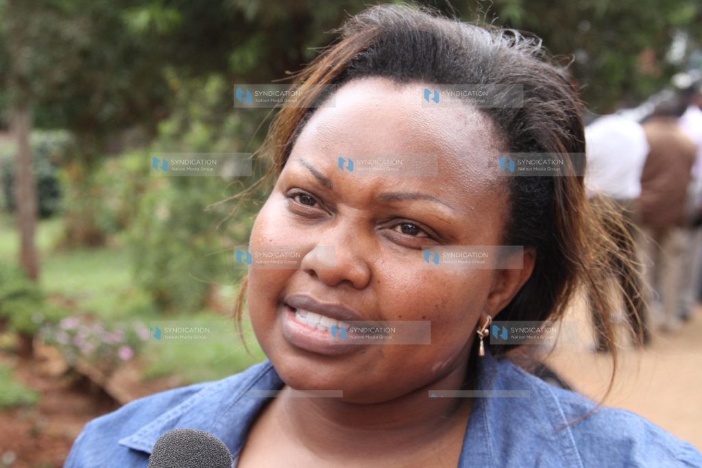 Nairobi Women Representative aspirant Millicent Omanga casts her vote