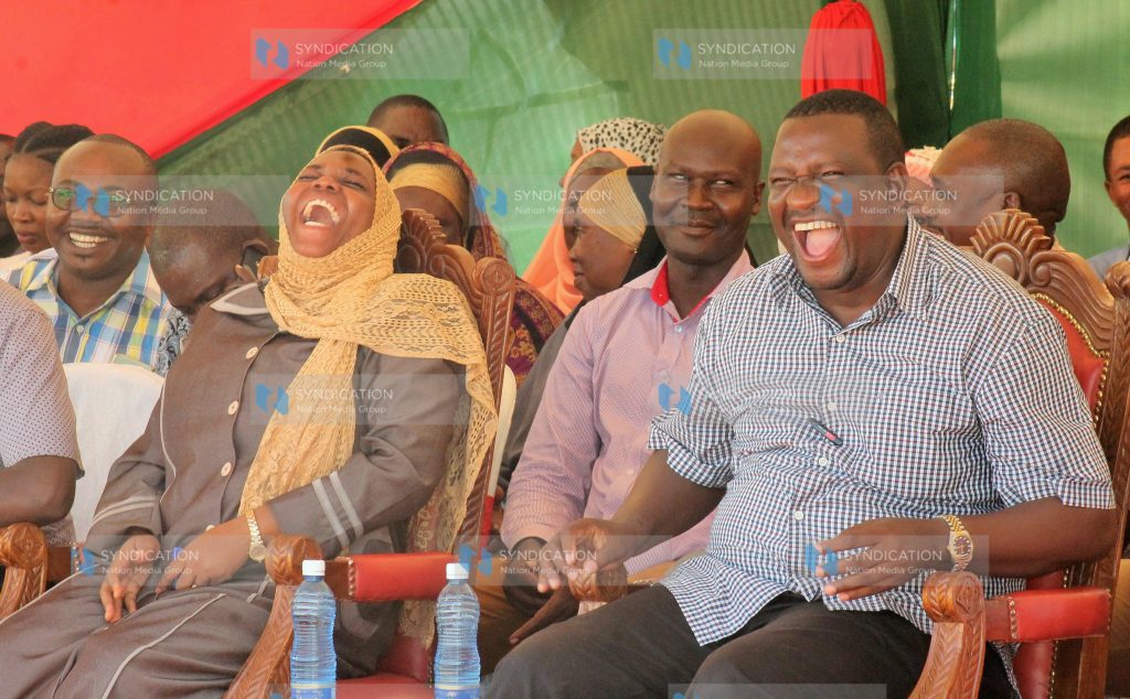Kwale Governor Salim Mvurya and his deputy Fatuma Achani (left)