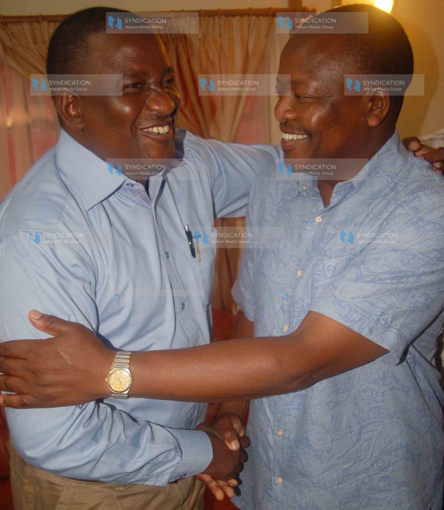 Kwale County Governor Salim Mvurya (left) welcomes the chairman standing committee