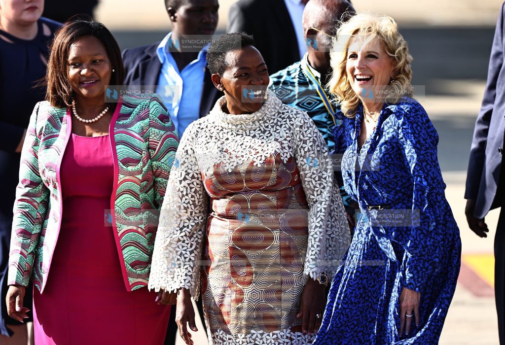 First Lady of the United State Jill Biden is received by Kenyan First Lady Rachel Ruto
