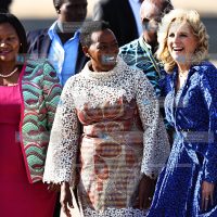 First Lady of the United State Jill Biden is received by Kenyan First Lady Rachel Ruto
