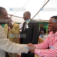 UDF leader Musalia Mudavadi is received by a cabinet executive of the county government of Kakamega, Mr. Musa Chivole